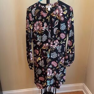 LOFT Multicolor Floral Long Sleeve Dress
